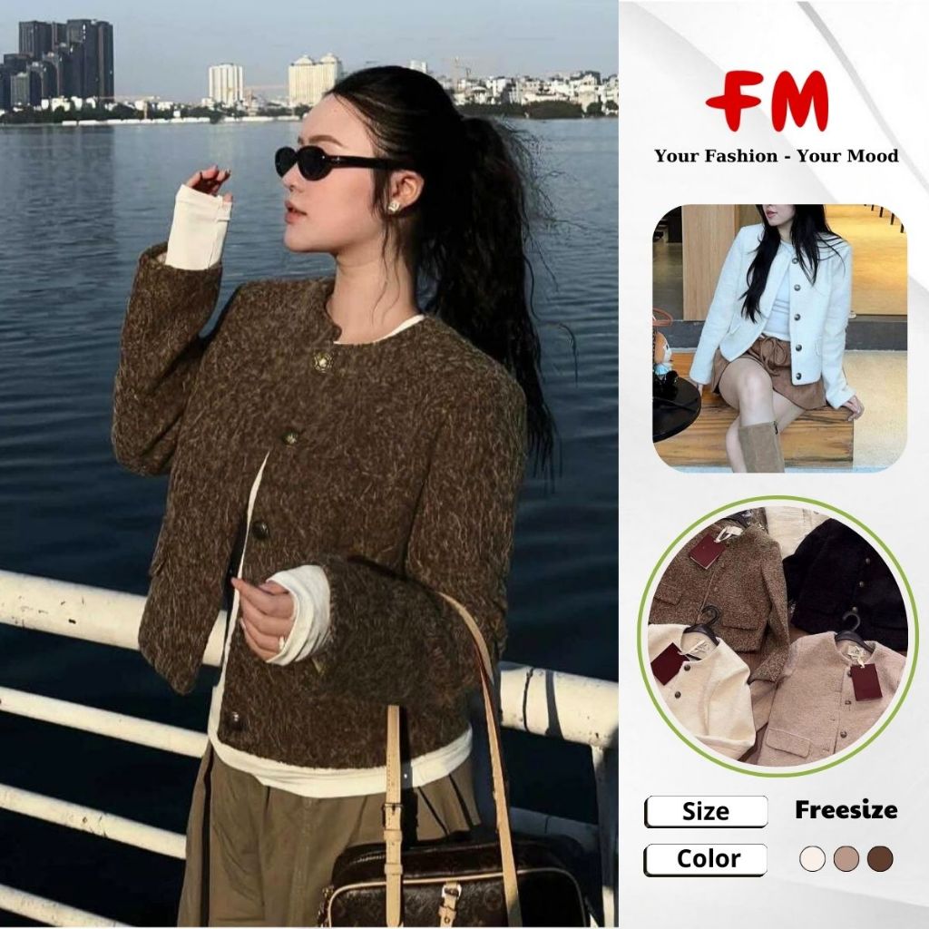 Áo Khoác Dạ Nữ FMSTYLE 5 Nút – Thiết Kế 2 Nắp, Lót Lông Giữ Nhiệt Mang Sang Trọng 25112283