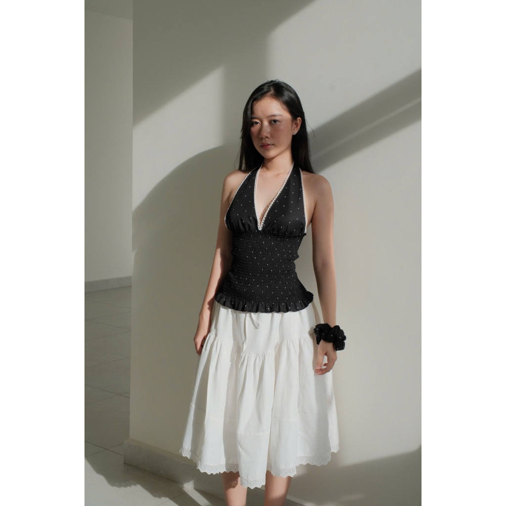 BST yếm Trăng Ngọt - yếm phối ren đính nút tàu sau lưng - Paparoti.sg