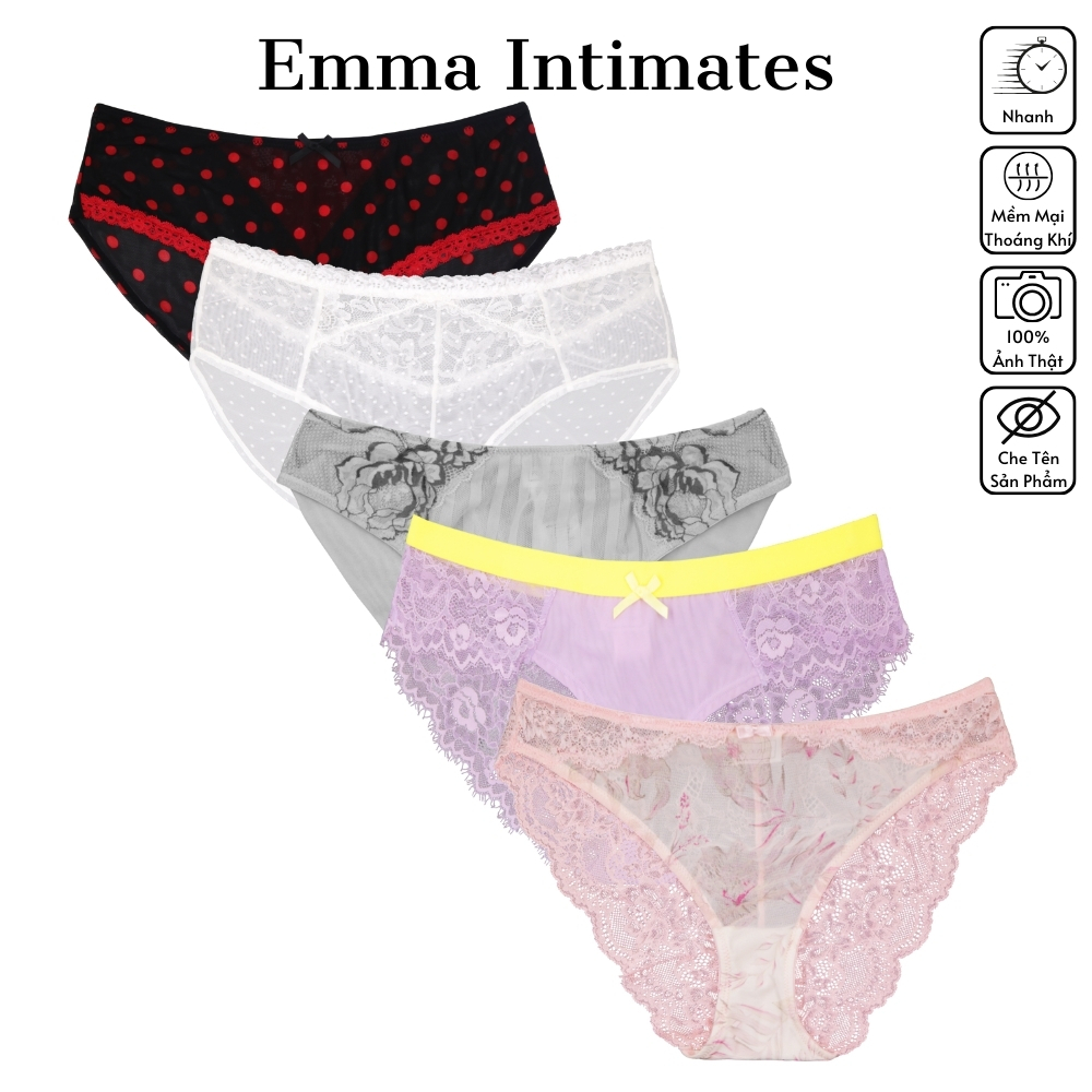 Quần Lót Nữ Brief Vải Lưới Phối Ren Hoa Họa Tiết Thanh Lịch