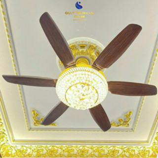  Quạt Trần Đèn 6 Cánh Chao Chùm Pha Lê K9 Cao Cấp Trang Trí Phòng Ngủ,Phòng Khách 3 Chế Độ Sáng_ĐÈN LED NHẬP KHẨU 