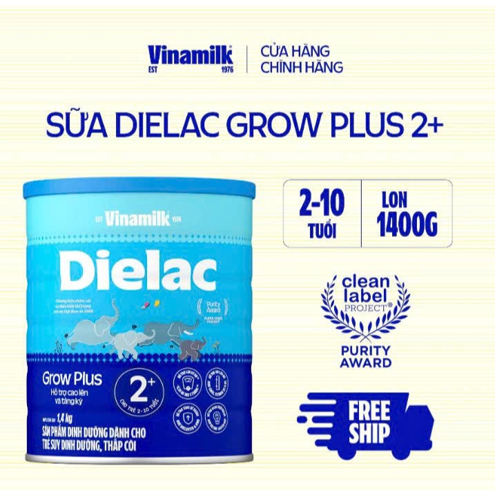 Sữa bột Vinamilk Dielac Grow Plus 2+ - Hộp 1400g