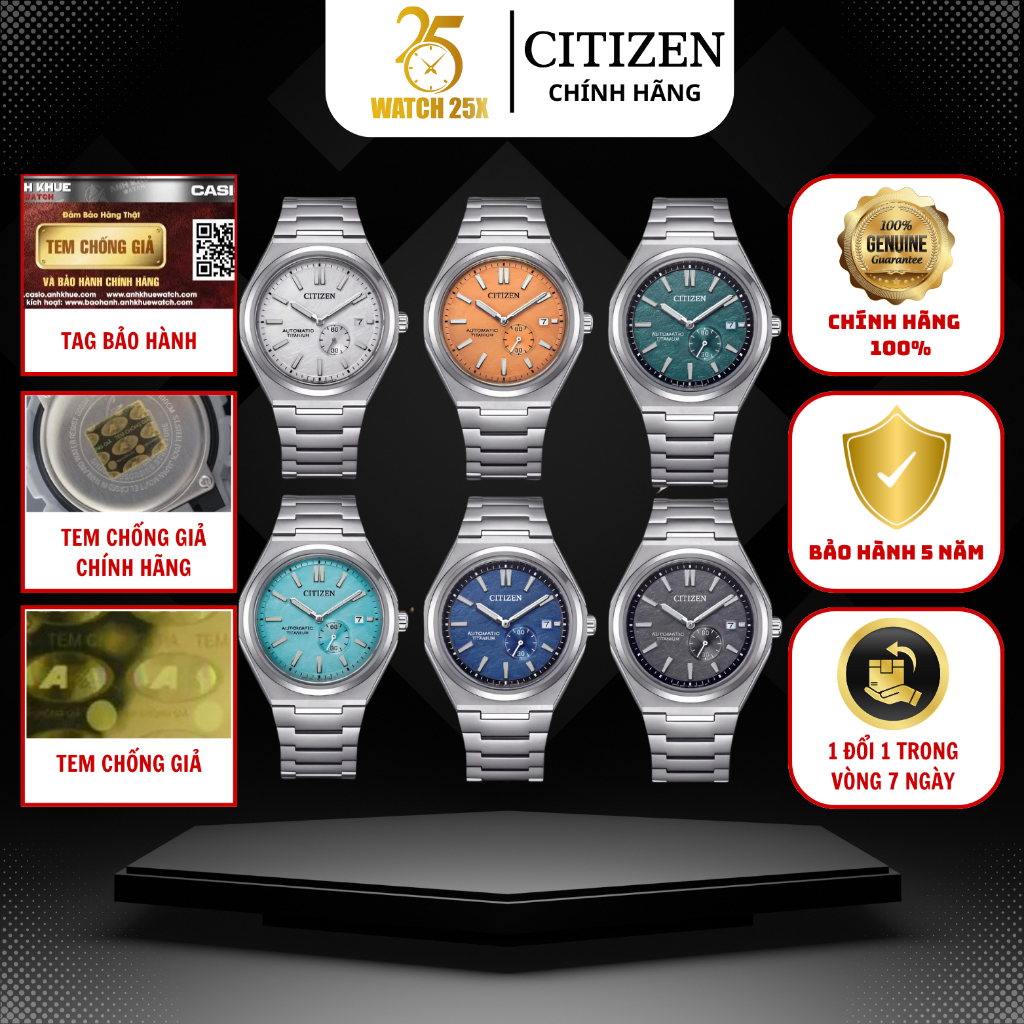 Đồng Hồ Nam Citizen Series Citizen Zenshin NJ0180 Watch25x Vỏ Titan Nguyên Khối Dây Liền Mạch Chống 