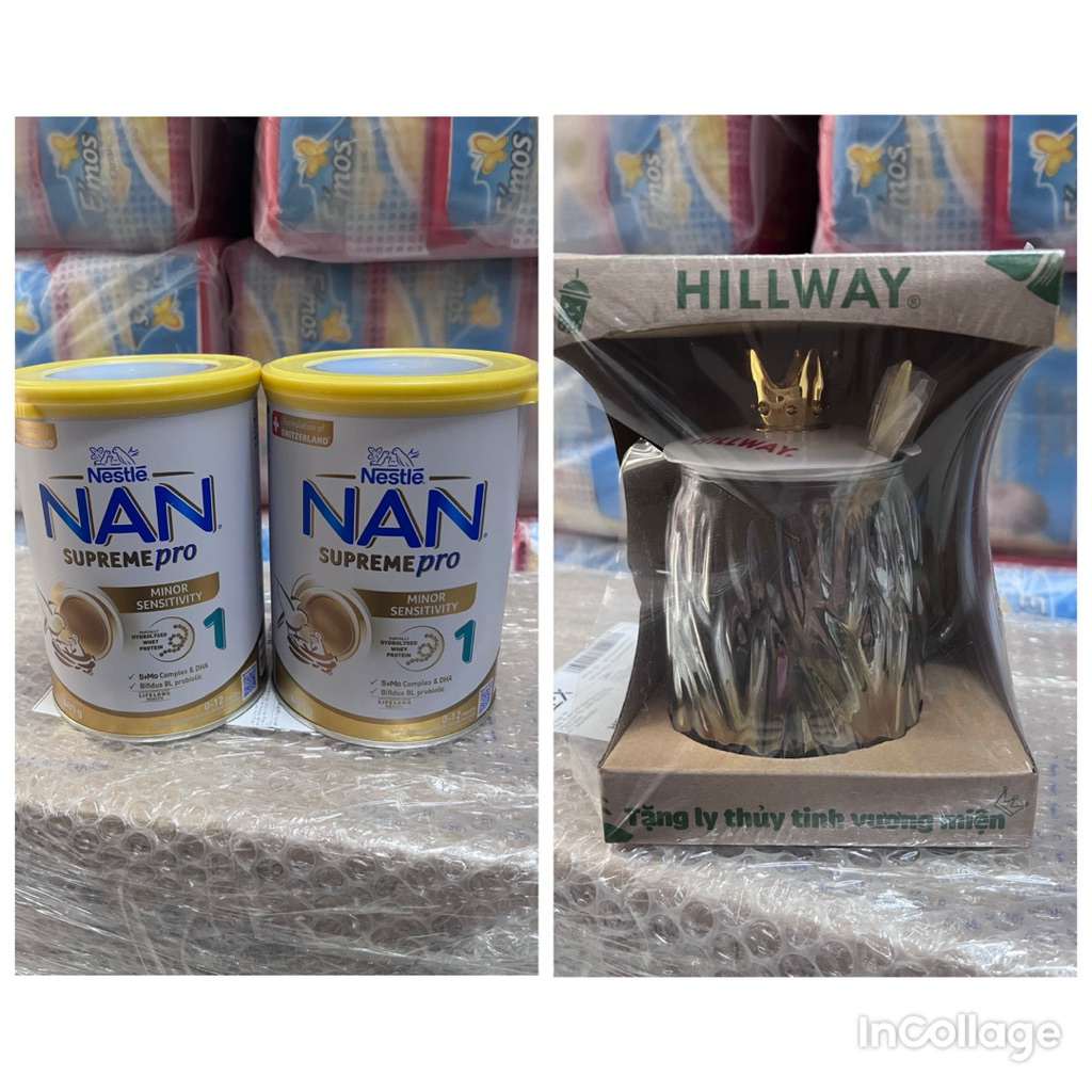 COMBO 2 lon Nan Supreme pro 1 400g Tặng 1 ly thuỷ tinh nắp vương miện kèm muỗng