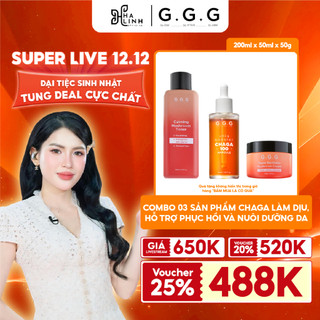   Võ Hà Linh x G.G.G  COMBO 03 Sản Phẩm Chăm Da Toàn Diện Từ Nấm Chaga Gồm Booster 50ml Toner Nấm 200ml và Kem Nấm 50g 