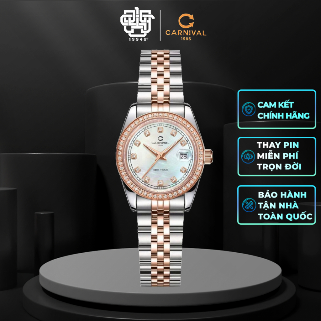 Đồng Hồ Nữ CARNIVAL 8131L2-CH-TK Xà Cừ Hàng Chính Hãng