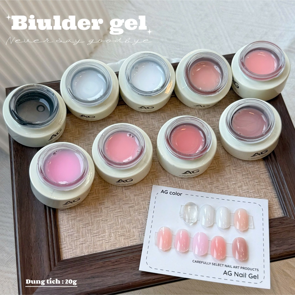 Gel đắp móng AG, biulder gel Nail, gel đắp có màu.