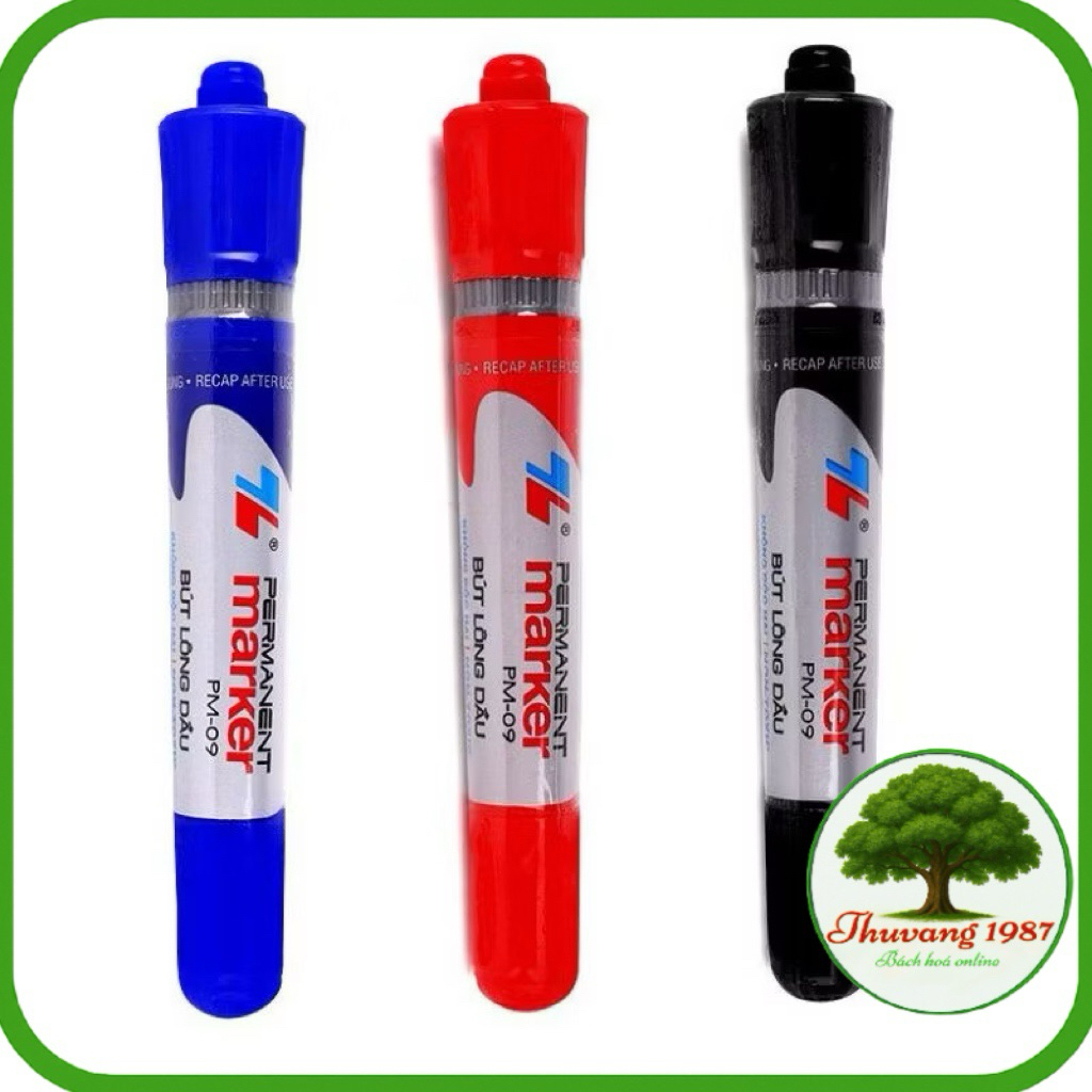 Bút lông dầu 2 đầu PM-09 xanh đỏ đen