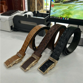  Thắt Lưng Da Bò Dập Vân Cá Sấu Cao Cấp Mặt Khóa Tăng - Dây Nịt Nam Da Thật 