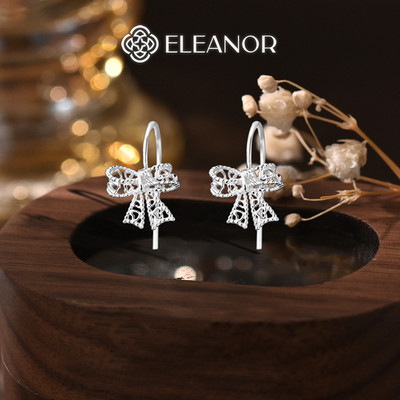 Bông tai nữ chuôi bạc 925 Eleanor Accessories hình nơ phụ kiện trang sức khuyên tai 11017