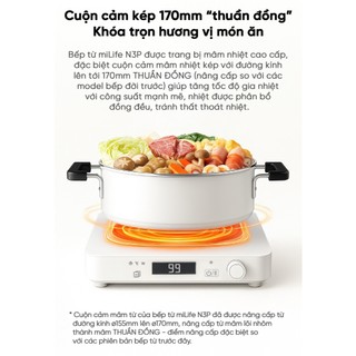 Bếp từ miLife N3P với 99 mức nhiệt vuông, hẹn giờ, tạm dừng,công suất 2100w, màn hình led