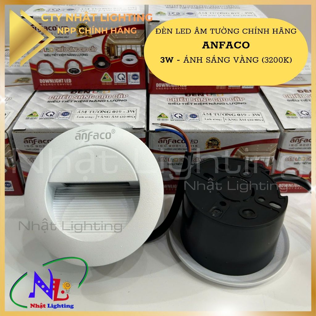 [CTY Nhật Lighting] Đèn âm tường ANFACO 019 3W áng sáng vàng, chiếu sáng cầu thang, đèn chỉ đường