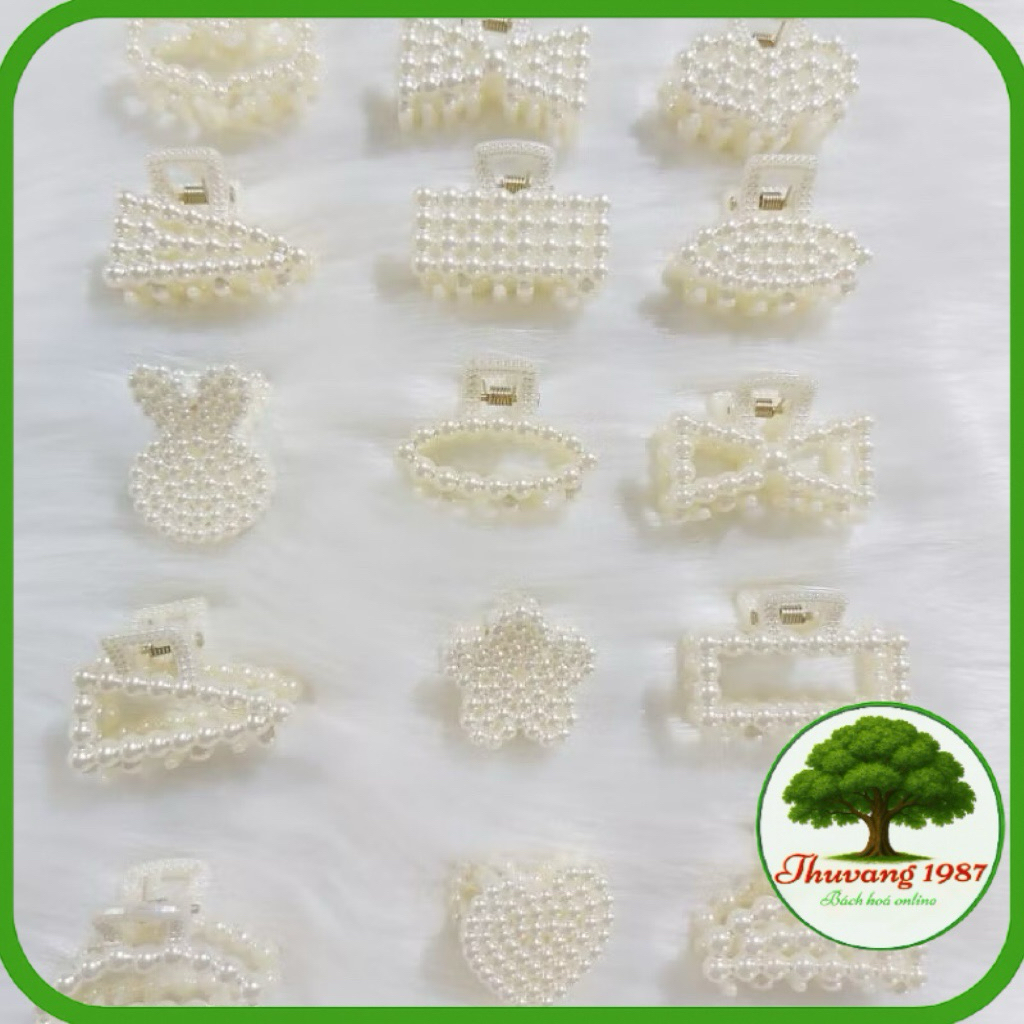 Set 2 Kẹp đỉnh tóc đính hạt nhiều mẫu