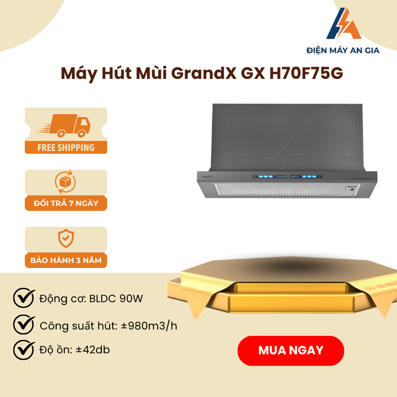 Máy Hút Mùi Âm Tủ Tự Động Mở Optima GrandX GX H70F75G – 70cm – Màu Xám – BLDC 90W - PEB