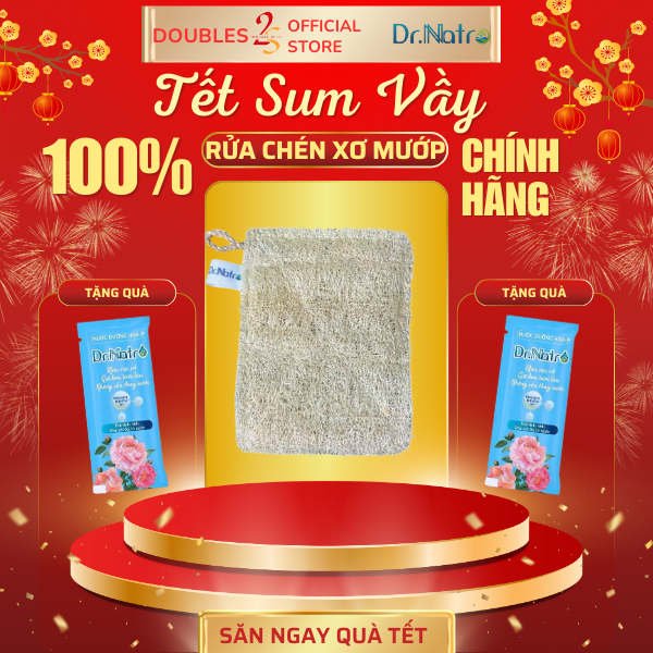 Miếng Rửa Chén Xơ Mướp DrNatro - 100% Xơ Mướp Tự Nhiên, An Toàn Cho Mọi Bề Mặt | DOUBLES 2SSHOP