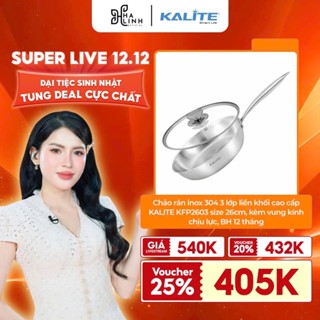   Võ Hà Linh x Kalite Chảo rán inox 304 3 lớp liền khối cao cấp 26cm KALITE KFP2603,Bắt từ 98% vung kính chịu lực BH24T 
