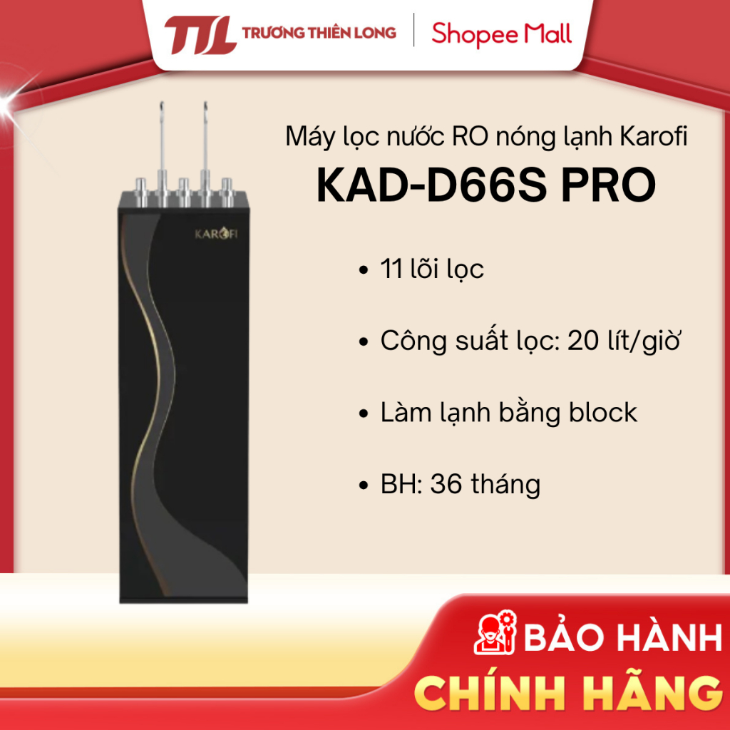 [Shopee - Lắp đặt 0Đ HN HCM] - KAD-D66S PRO - Máy Lọc Nước RO Nóng Lạnh KAROFI