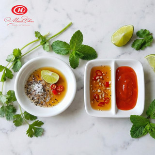 Chén nước chấm Mắm Tiêu 1 Ngăn, 2 Ngăn Trắng Trơn Sứ Minh Châu Cao Cấp, Nhiều Size