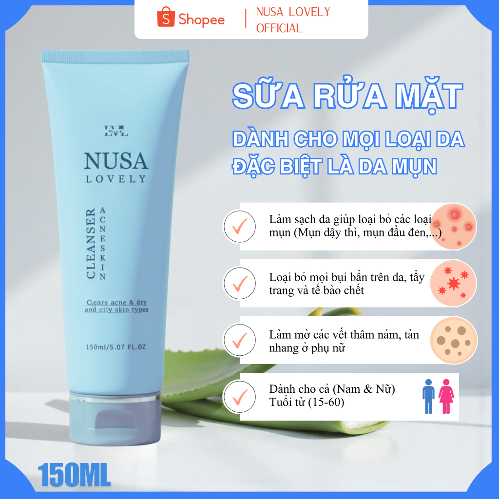 Sữa Rửa Mặt Nusa Lovely Dành Cho Mọi Loại Da, Đặc Biệt Là Da Mụn & Da Dầu