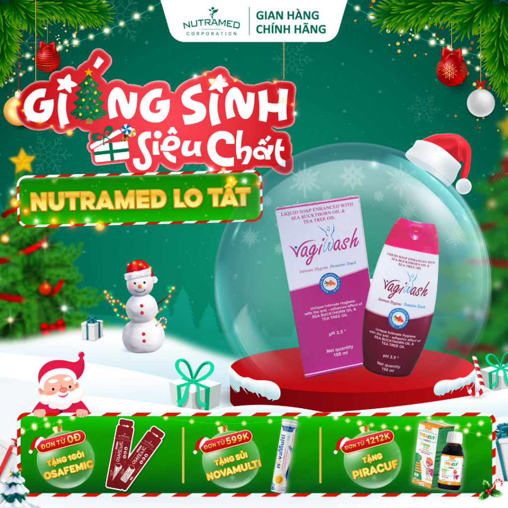  Nhũ dịch vệ sinh phụ nữ Vagiwash khử mùi hôi duy trì độ ẩm hỗ trợ sức khỏe phụ khoa  Hộp 100ml  