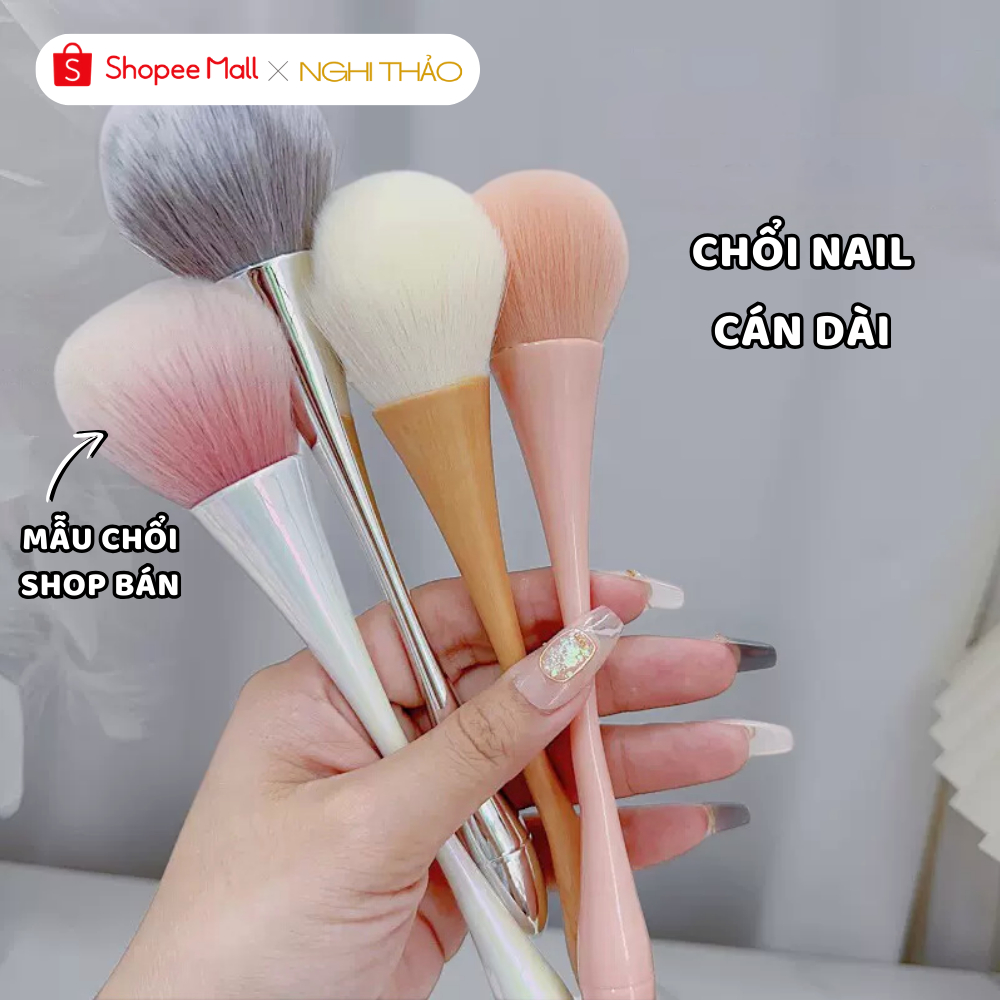 Chổi phủi bụi nail cán dài Nghi Thảo Official