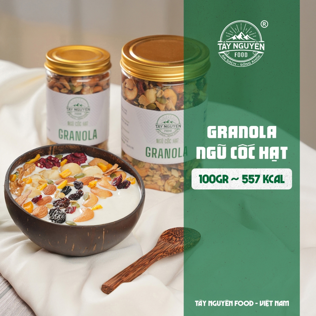 Ngũ cốc Granola sấy mật ong không đường Tây Nguyên Food – Việt Nam 300g, 400g, 500g