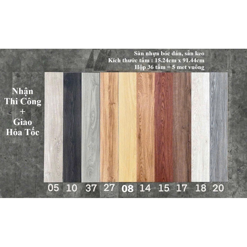 1 mét vuông(7 tấm) Sàn nhựa giả gỗ - Có Sẵn keo, bóc dán, chống trơn trượt, keo bám dính chắc
