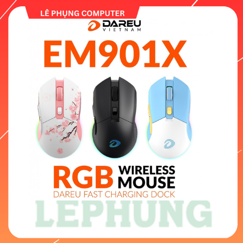 Chuột Không Dây Gaming DAREU EM901X LED RGB + Kèm Dock Sạc Nhanh - Hàng Chính Hãng ( BH 2 NĂM)
