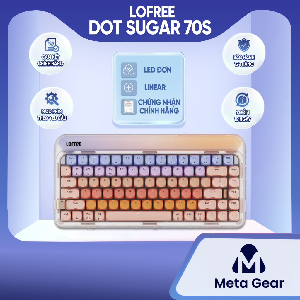 [Chính hãng] Bàn phím cơ Lofree Dot Sugar Color 70s - Bàn phím không dây retro, 3 mode kết nối, Led trắng dịu nhẹ | BigBuy360 - bigbuy360.vn