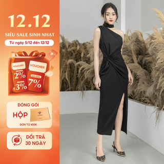  GEMMI Đầm dài dự tiệc dáng ôm hở vai xẻ tà 43-77KG váy dài bigsize thiết kế | DK8431 