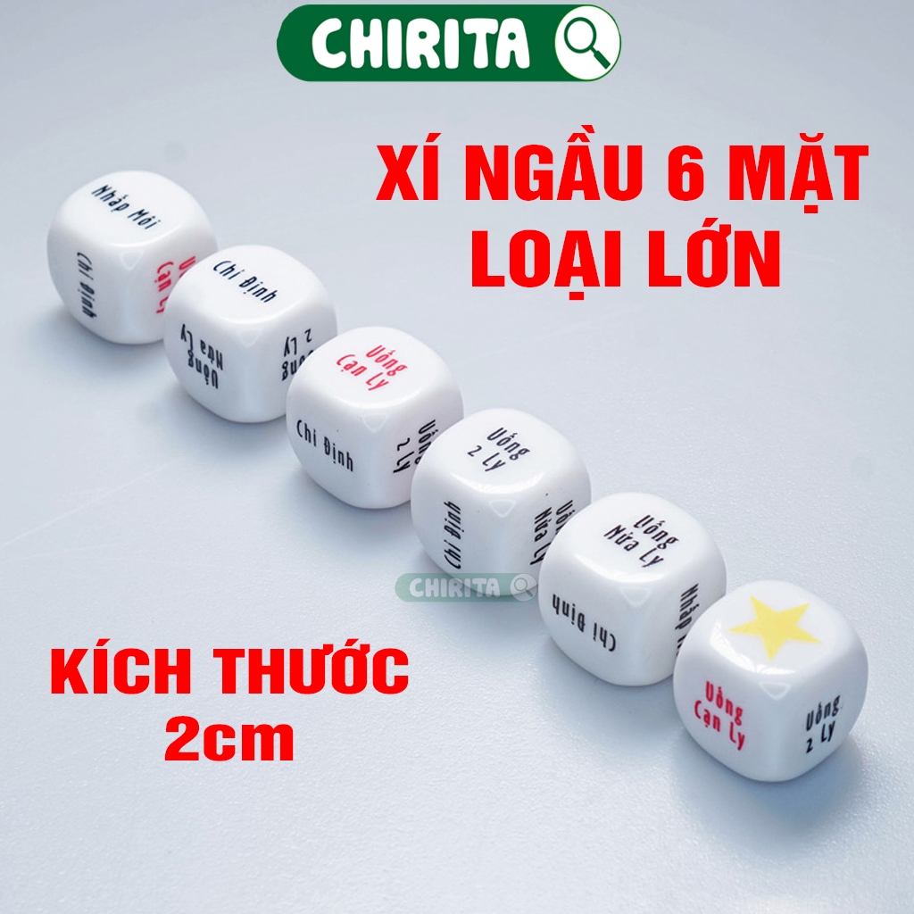 Viên Xúc Xắc Xí Ngầu Uống Bia 6 Mặt Bằng Nhựa - Xí Ngầu Uống Bia Tiếng Việt Đồ Chơi Ngày Tết Chirita
