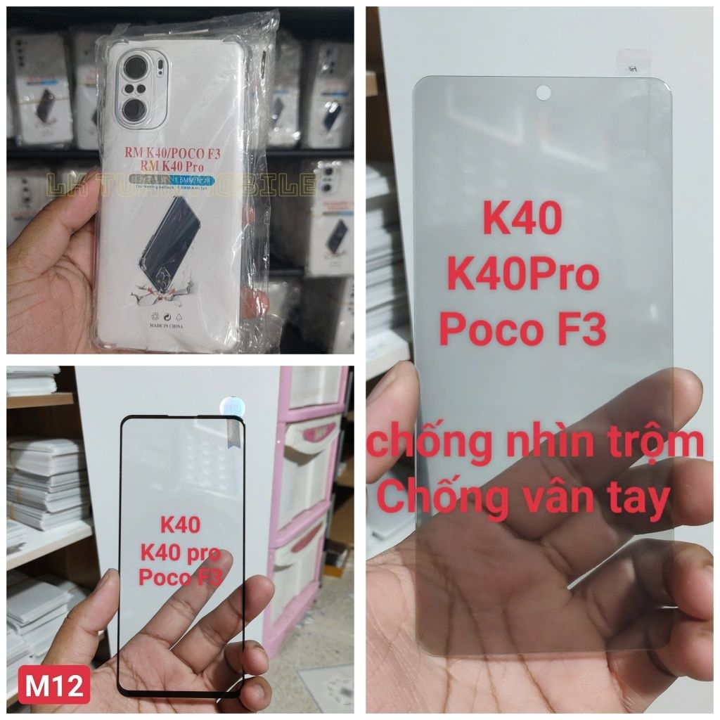 ốp lưng, cường lực trong suốt, cường lực chống vân tay, cường lực chống nhìn trộm Redmi K40/ K40 Pro