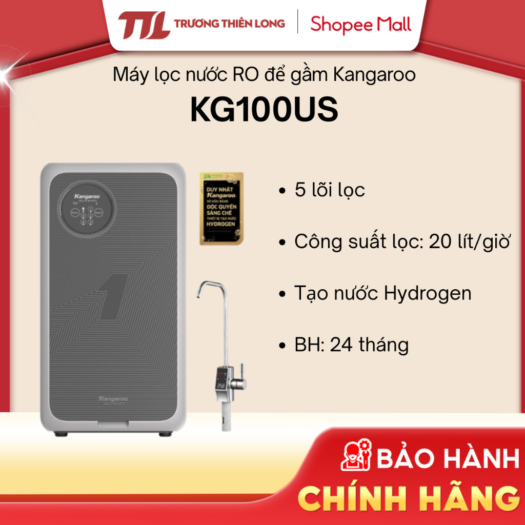 [Shopee - Lắp đặt 0Đ HN HCM] - KG100US - Máy Lọc Nước RO Để Gầm KANGAROO 5 Lõi
