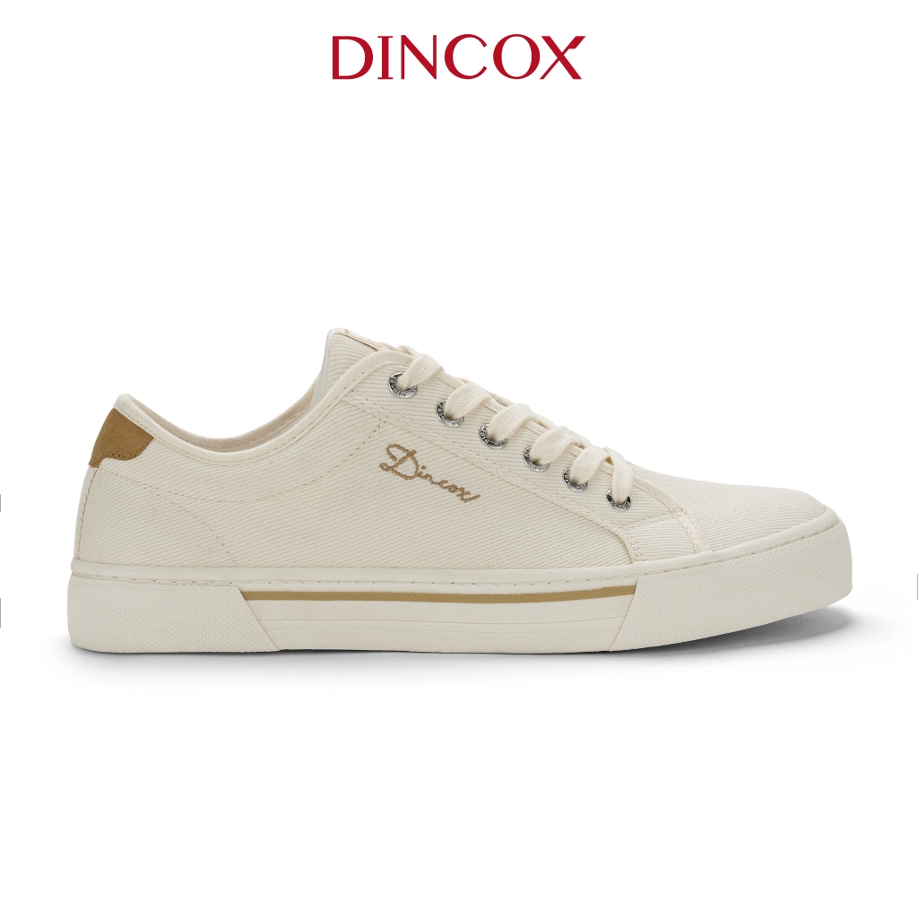 Giày Thể Thao Nam Nữ, Giày Sneaker Vải Canvas, Giày Thời Trang Dincox E12 Cream