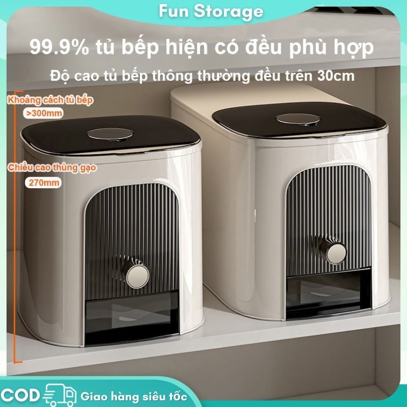 Thùng đựng gạo, thùng đựng gạo, chống ẩm, chống côn trùng và nấm mốc, đựng gạo ngũ cốc, dung tích lớn