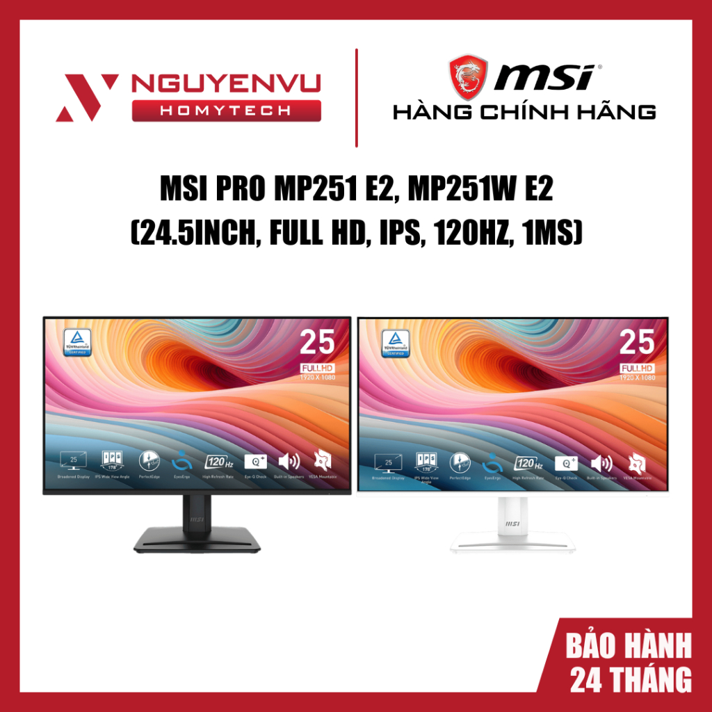 [FULL VAT] Màn hình MSI PRO MP251 E2, MP251W E2 24.5inch, Full HD, IPS, 120Hz, 1ms - Hàng chính hãng