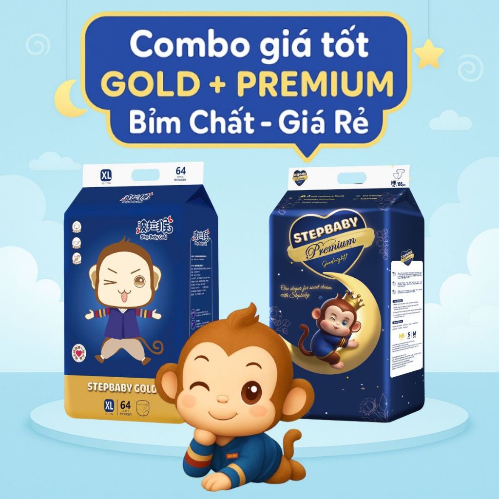 BỈM CHẤT GIÁ RẺ 🍎 1,2,3,4 BỊCH STEPBABY PREMIUM 🍎 Tã/Bỉm Quần/Dán STEP BABY GOLD Đủ size🍎 bim_step