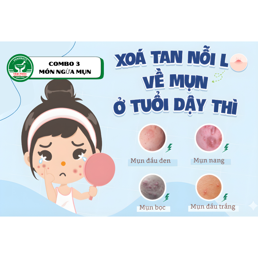 COMBO 3 MÓN NGỪA MỤN TUỔI DẠY THÌ ACNACARE - 1 SỮA RỮA MẶT, 1 HỘP VIÊN UỐNG, 1 GEL CHẤM MỤN