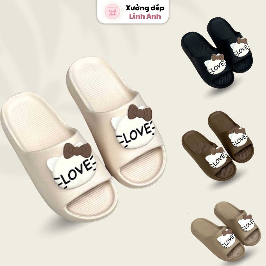 [TĂNG 1 SIZE] Dép lê bánh mì kèm sticker chất liệu cao su EVA êm mềm nhẹ chống trơn trượt -HQ011 MÈO