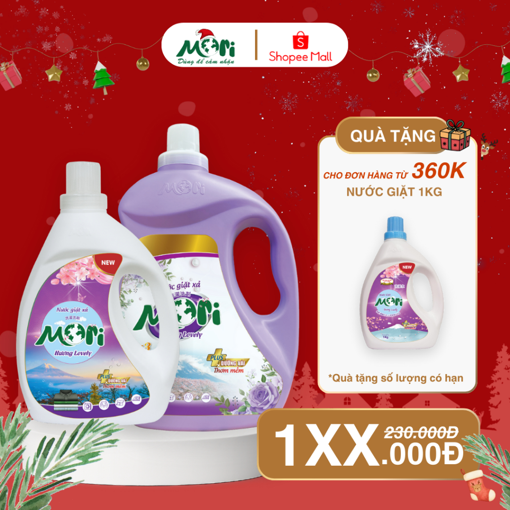  Nước Giặt   Xả Vải Mori Clean Thơm Lâu loại  4,8kg 3,2kg 2,6kg  cho máy giặt cửa trên   trước 