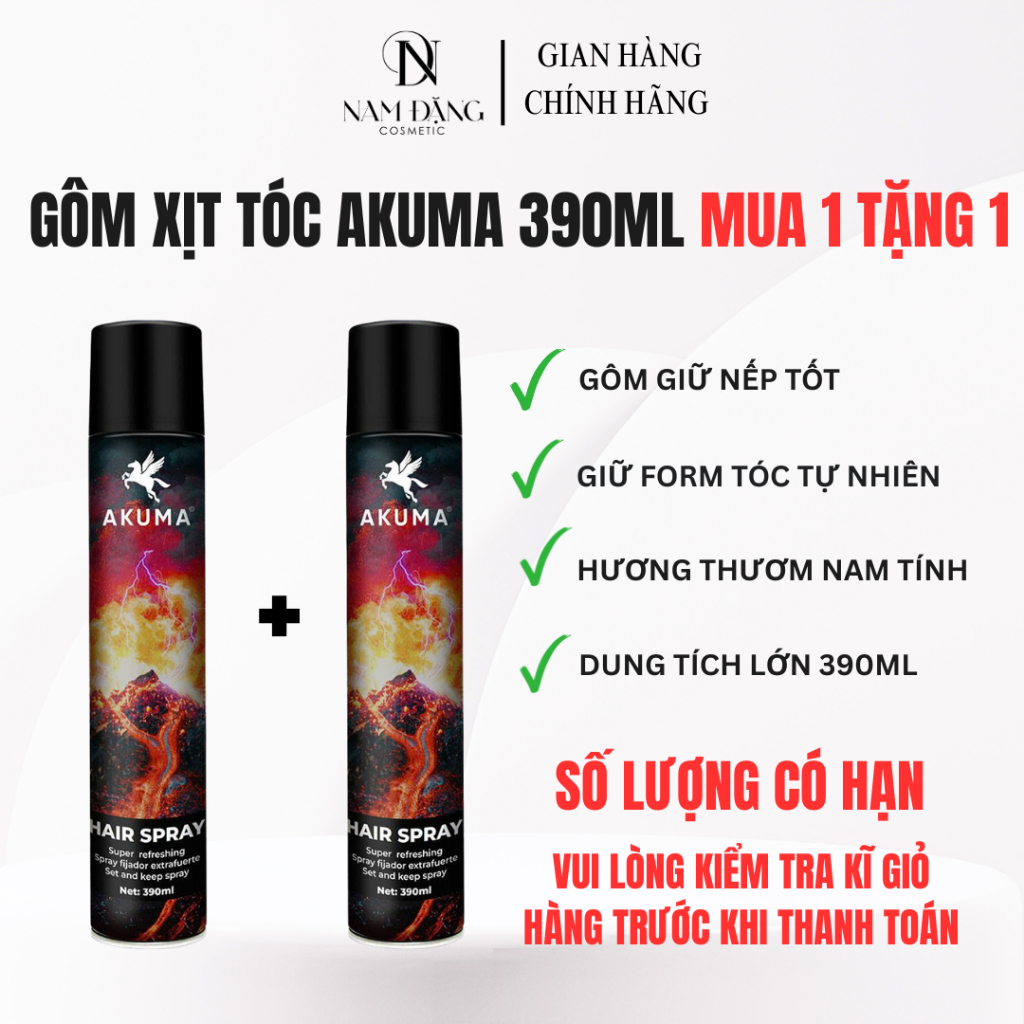 Gôm xịt tóc AKUMA hair spray 350ml