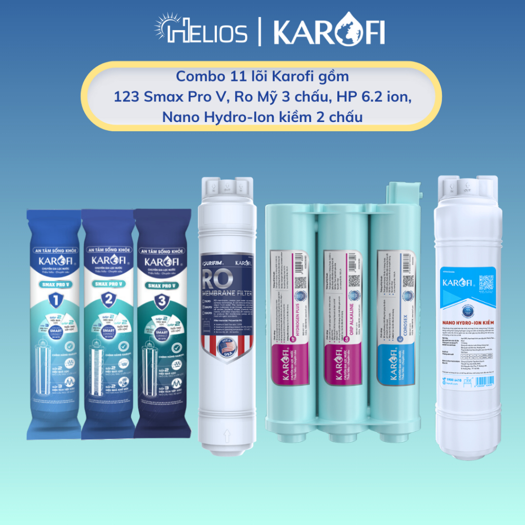 Bộ 11 lõi Karofi tháo lắp nhanh cho các máy model KAD-D66S Pro, KAD-D20,... (Smax V, RO 3C, HP 2C, N