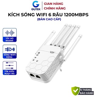  Kích sóng wifi 6 râu 5G 1200Mbps 2.4G 300Mbps mở rộng sóng phát wifi xuyên tường mạnh - Gutek KS5 