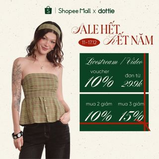  DOTTIE - Áo ống kẻ ô - Xanh lá - T1149 