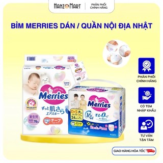  Tã Bỉm Merries Dán Quần Nội Địa Nhật NB76 S70 M68 L58 M64 L50 XL44 XXL28 Cộng Miếng  