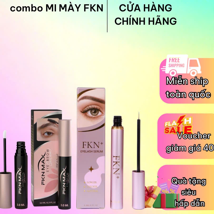 chính hãng Combo dưỡng mi FKN+ dưỡng mày FKN MAX giúp mày rậm mi dài và dày hiệu quả nhanh an toàn t