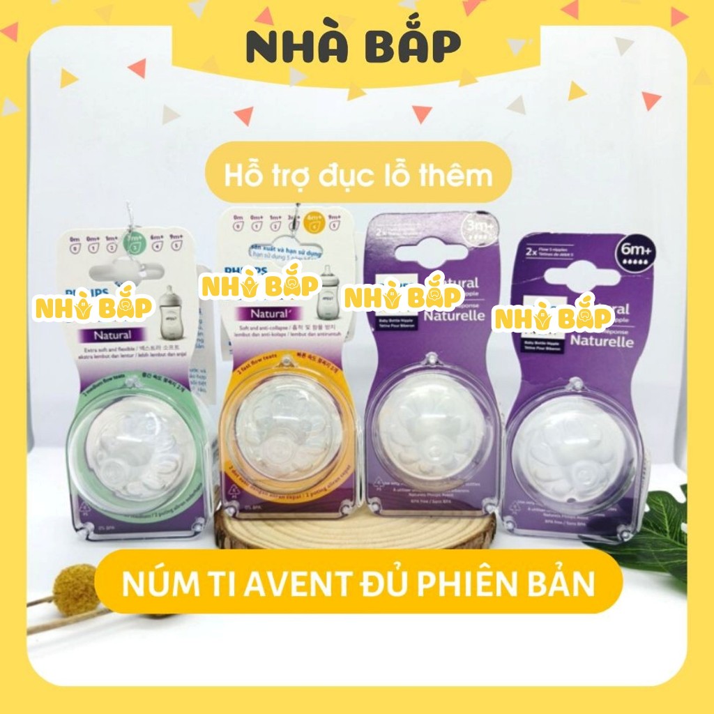 Núm Ti AVENT Natural ⚡𝟭𝟬𝟬% CHÍNH HÃNG⚡ Cổ Rộng Đủ Size Cho Bé