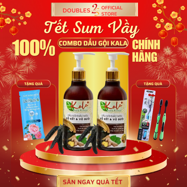 COMBO 2 CHAI DẦU GỘI THẢO MỘC KALA 300ml BỒ KẾT & VỎ BƯỞI Tóc Khỏe Mềm Mượt | DOUBLES 2SSHOP