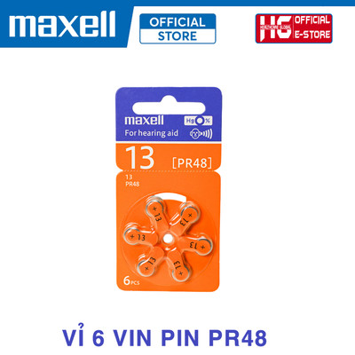Pin Máy Trợ Thính Maxell PR48 Size 13 Vỉ 6 Viên - Hoạt Động Bền Bỉ, An Toàn, Sản Xuất Tại Đức