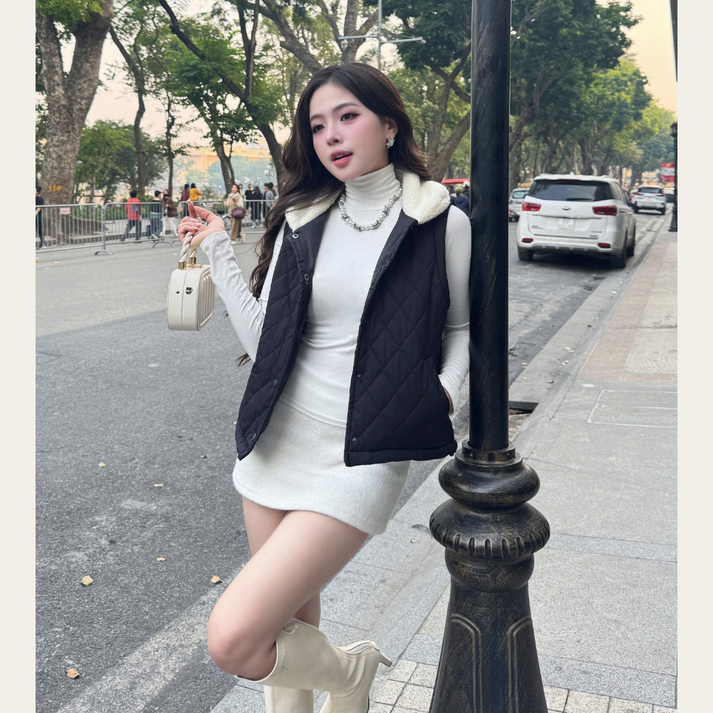 EMLYvn - Áo Gile Phao Nữ Cổ Lông Trần Bông Cao Cấp, Áo Khoác Gile Phao Hàn Quốc Mùa Đông 2025 | BigBuy360 - bigbuy360.vn