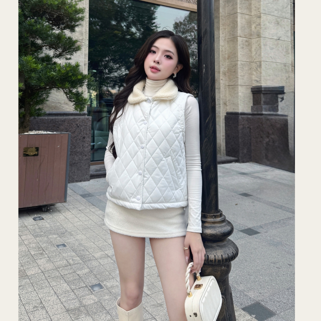EMLYvn - Áo Gile Phao Nữ Cổ Lông Trần Bông Cao Cấp, Áo Khoác Gile Phao Hàn Quốc Mùa Đông 2025 | BigBuy360 - bigbuy360.vn